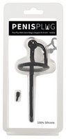 Vibrátor, dildó, műpénisz - Dildók (nem rezgő): Penisplug Dilator - szilikon húgycsőtágító makkgyűrűvel (0,6mm) - fekete termék fotó, kép