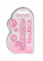 Vibrátor, dildó, műpénisz - Dildók (nem rezgő): REALROCK - áttetsző élethű dildó - pink (15 cm) termék fotó, kép