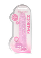 Vibrátor, dildó, műpénisz - Dildók (nem rezgő): REALROCK - áttetsző élethű dildó - pink (22 cm) termék fotó, kép