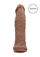 Férfi kellékek - Péniszköpenyek, péniszhosszabbítók: RealRock Penis Sleeve 6 - péniszköpeny (17 cm) - sötét natúr termék fotó, kép
