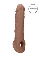 Férfi kellékek - Péniszköpenyek, péniszhosszabbítók: RealRock Penis Sleeve 8 - péniszköpeny (21 cm) - sötét natúr termék fotó, kép