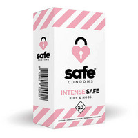 Előjáték, kellékek - Óvszerek: SAFE Intense Safe - bordázott-pontozott óvszer (10 db) termék fotó, kép