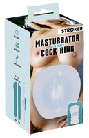 Kielégítő eszközök - Vaginák és popók: STROKER - műpunci maszturbátor, péniszgyűrűvel (tejfehér) termék fotó, kép