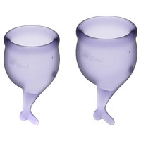 Előjáték, kellékek - Higiénia, intim ápolószer: Satisfyer Cup - farkincás menstruációs kehely szett (lila) - 2 db termék fotó, kép
