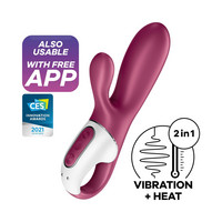 Vibrátor, dildó, műpénisz - Vagina és klitorisz vibrátor: Satisfyer Hot Bunny - okos, csiklókaros melegítő vibrátor (piros) termék fotó, kép