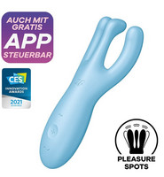 Vibrátor, dildó, műpénisz - Klitorisz izgatók: Satisfyer Threesome 4 - okos, akkus csiklóvibrátor (kék) termék fotó, kép