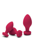 Popsi szex, anál szex - Dildó, vibrátor, butt-plug: Secret Kisses Rosegasm - anál dildó szett - piros (3 részes) termék fotó, kép