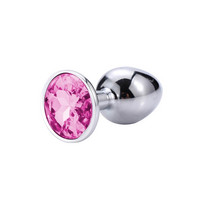 Popsi szex, anál szex - Dildó, vibrátor, butt-plug: Sunfo - fém anál dildó kővel (ezüst-pink) termék fotó, kép