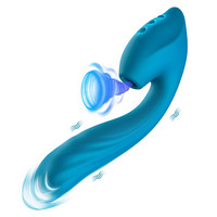 Vibrátor, dildó, műpénisz - Vagina és klitorisz vibrátor: Vibeconnect - vízálló G-pont vibrátor és csiklóizgató (kék) termék fotó, kép