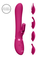 Vibrátor, dildó, műpénisz - Vagina és klitorisz vibrátor: Vive Chou - akkus, cserélhető fejes csiklókaros vibrátor  (pink) termék fotó, kép