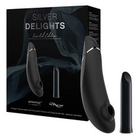 Vibrátor, dildó, műpénisz - Klitorisz izgatók: Womanizer Silver Delights - léghullámos csiklóizgatós vibrátor szett (fekete) termék fotó, kép