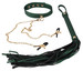 Bad Kitty - csipeszes nyakörv szett korbáccsal (zöld-arany) kép
