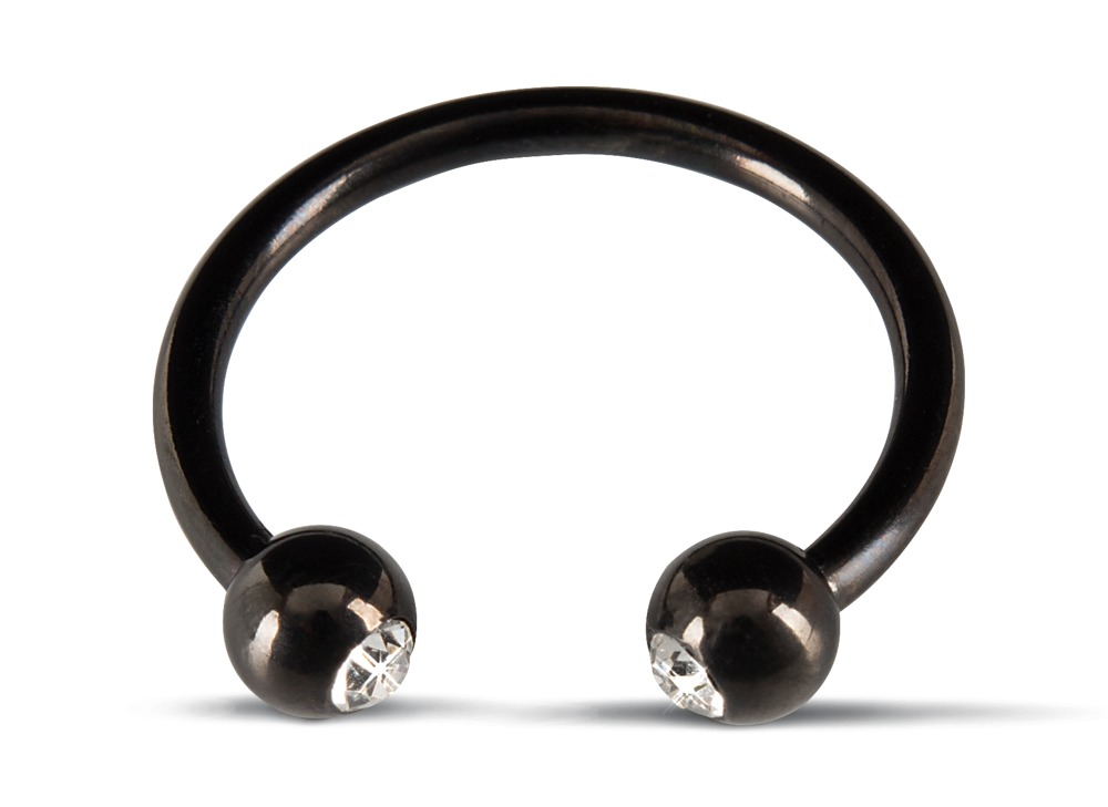 Rebel Glans Ring - strasszos makkgyűrű ékszer (fekete) Ékszer, test ékszer kép