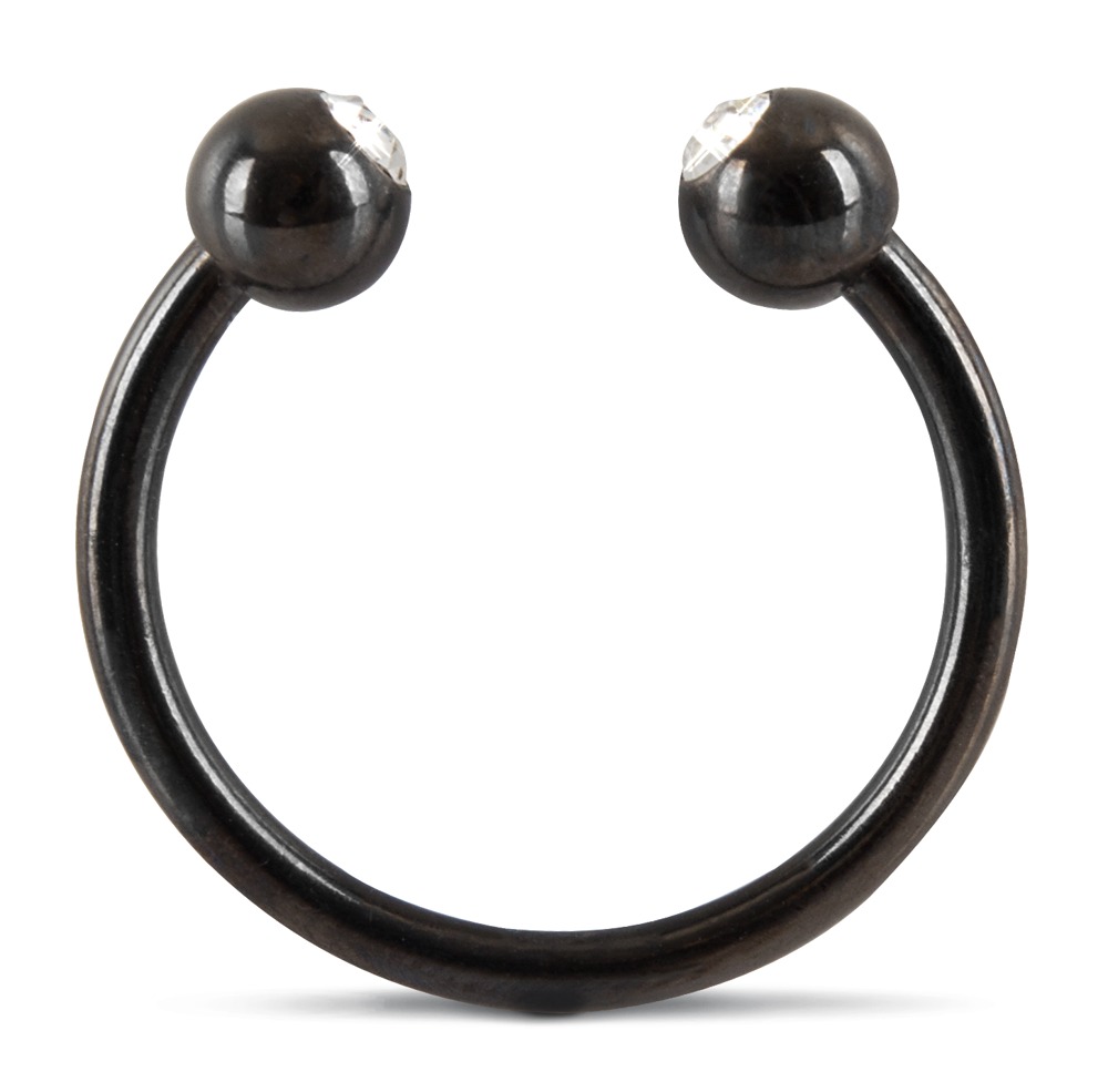 Rebel Glans Ring - strasszos makkgyűrű ékszer (fekete) Ékszer, test ékszer kép