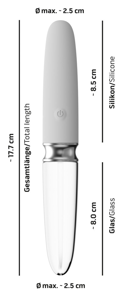 You2toys Liaison - akkus, szilikon-üveg LED rúdvibrátor (áttetsző-fehér) Vibrátorok (rezgő vibrátor) kép